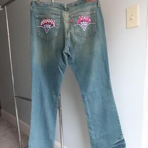Levi's 501‎ jeans with rhinestone pockets jeans Y2K Blue Denim